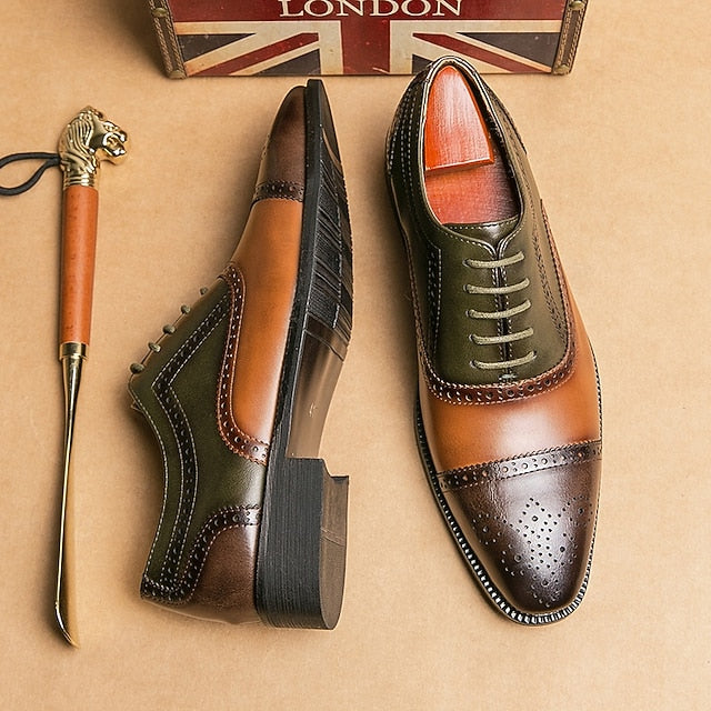 Oxford – and Leather Black Wingtip Shoes Faux Men's Brown