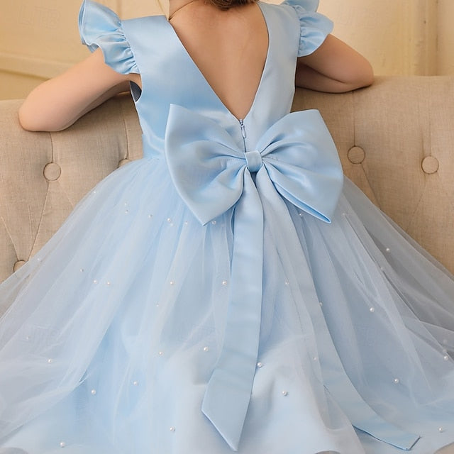 Dress Solid Kids Party Girl Girls' Color Flower