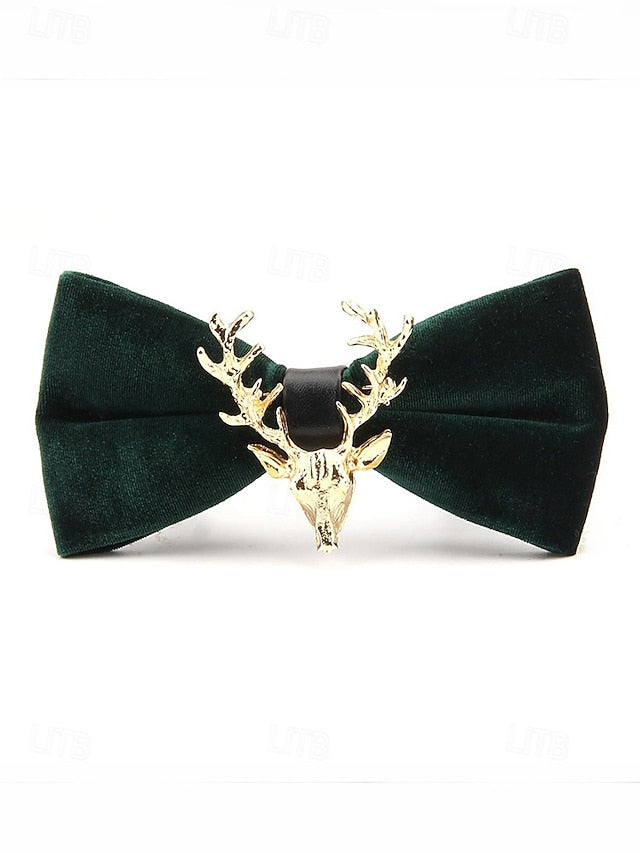 Men's Tie Bow Gold Deer Head with Pin Velvet