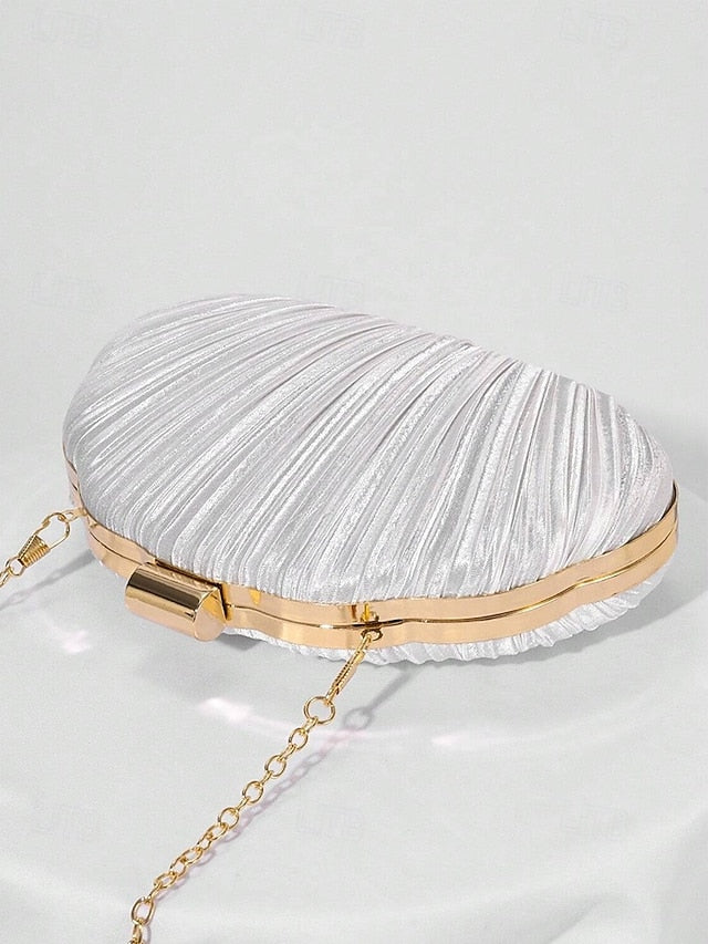 Pleated Women's Satin Shell Evening Purse Clutch