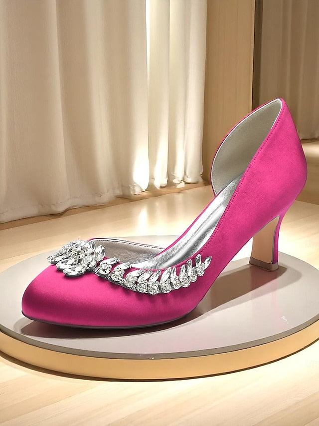 Heels Toe Satin Kitten - Heel Silver Low Women's Round