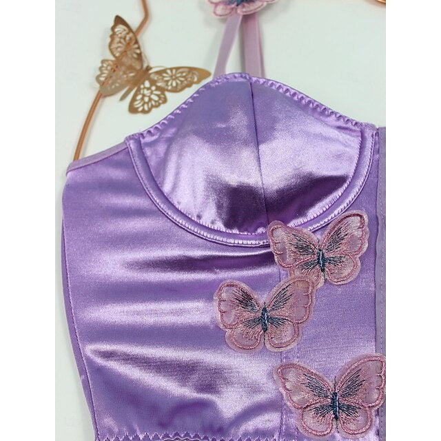 Slim Fit Corset Crop Top Bustier Butterfly Fancy Dress