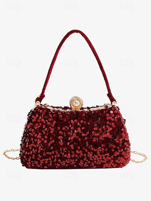 Black Pearl Clutch Sequin Accent Women's – with Evening