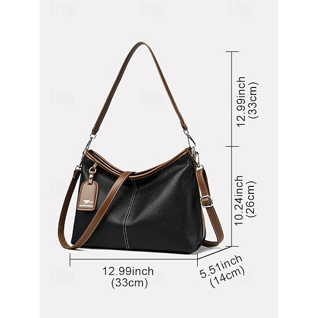 Bag Brown Hobo Leather Faux with Accents Green