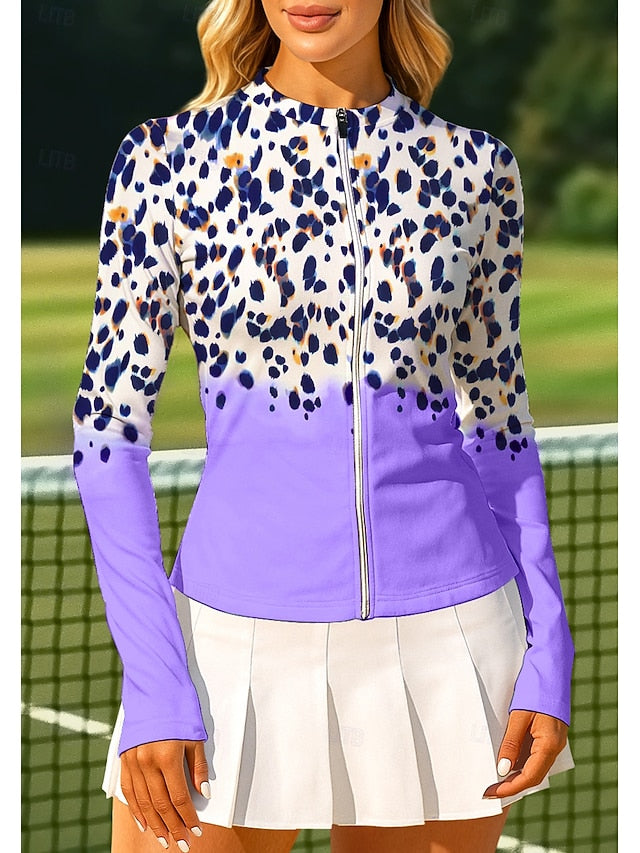 Women's Leopard Gradient Sport Shirt Tennis Shirt Tennis