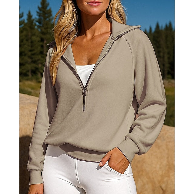 Women's Pullover Sweatshirt Casual Outfits Half Zip Long