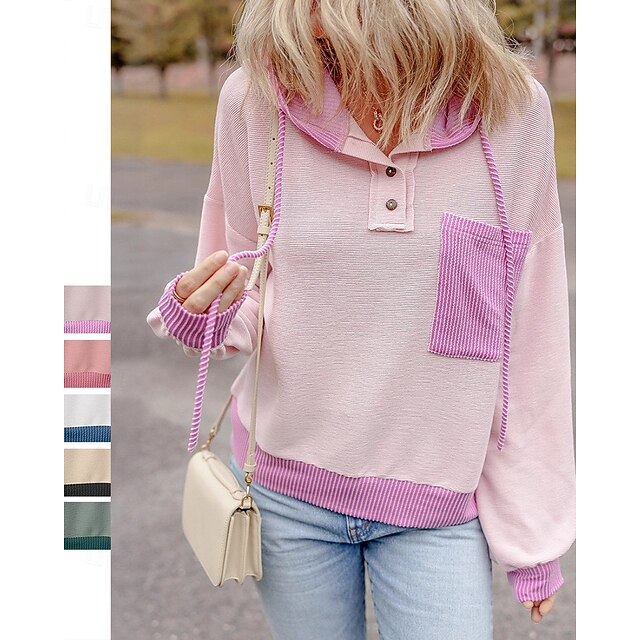Women's Pullover Sweatshirt Casual Hoodies Drawstring with
