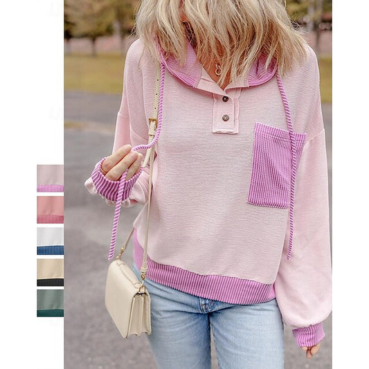 Women's Pullover Sweatshirt Casual Hoodies Drawstring with