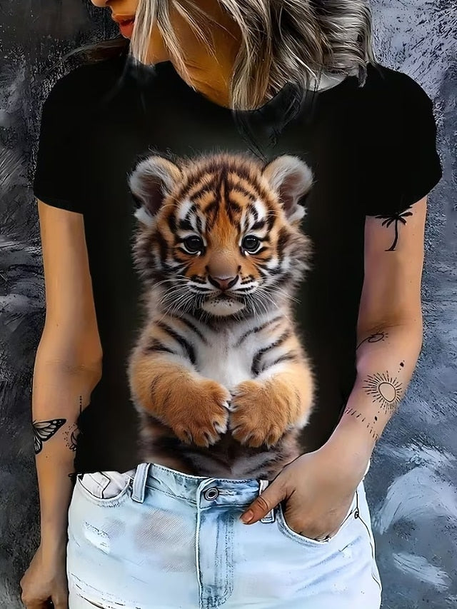 Women's T Shirt Print Graphic Animal Leopard Vintage