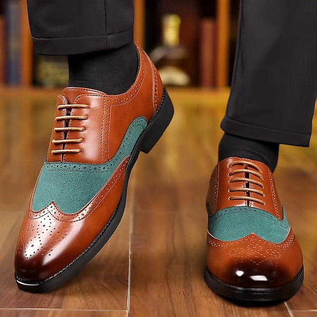 Shoes in and Green Oxford Wingtip Brown Men's Two-Tone –