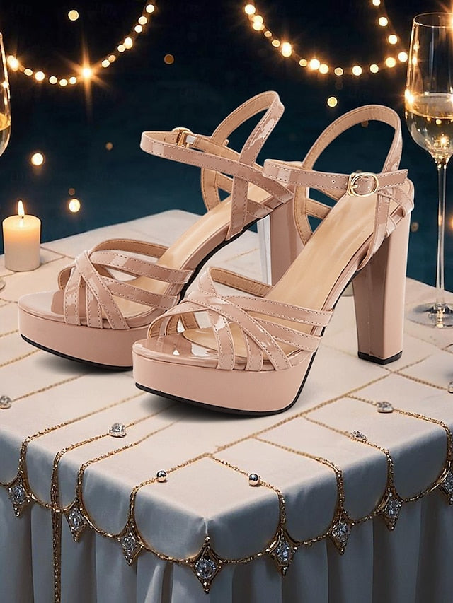 Heel for Platform Sandals Nude Women Strappy High –