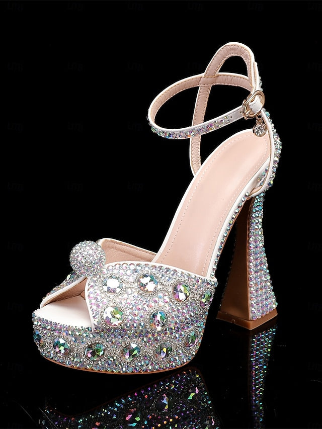 Glamorous Women's with Sandals Platform Crystal-Embellished