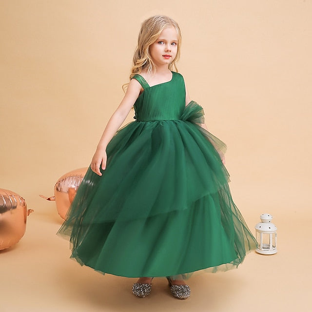 Sleeveless Solid Party Kids Dress Girls' Formal Color