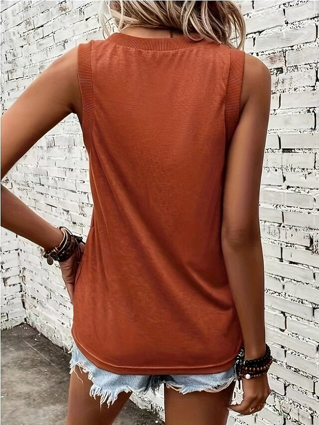 Women's Tank Top Sleeveless Shirt Tee Top Solid Color