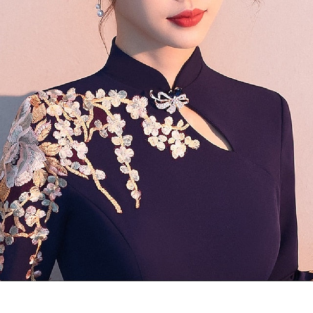 Neck Elegant Floor High Simple the of A-Line Mother Bride Dress