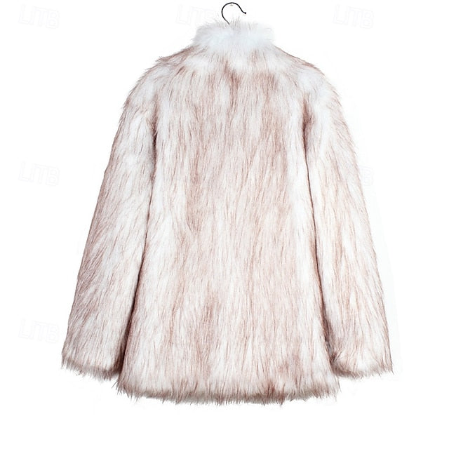 Coat Fur Women's Faux Comfortable Warm Furs