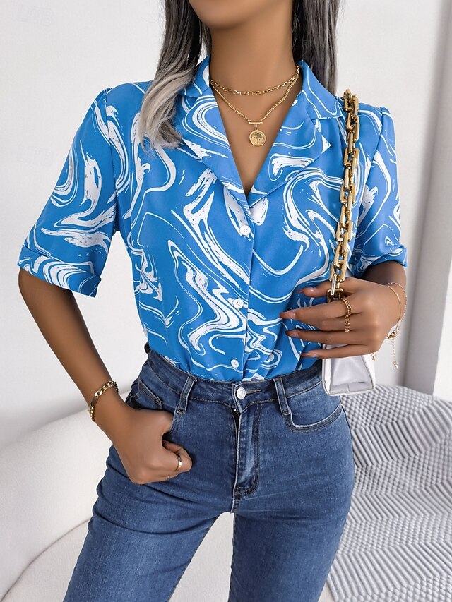Women's Shirt Casual Shirt Beach Shirt Print Abstract