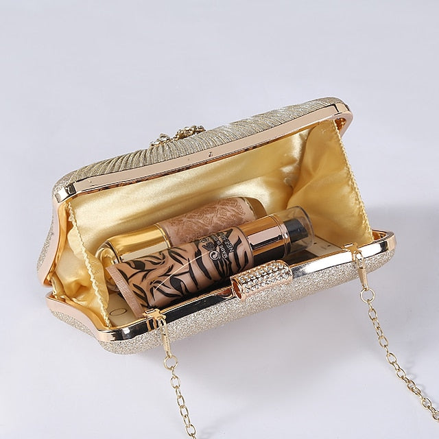 Strap Gold Bag Chain with Clutch Women's Rhinestone Elegant