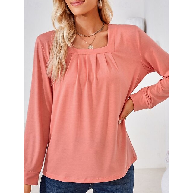 Women's Blouse Ruched Solid Color Daily Stylish Casual Long