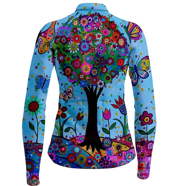 Women's Cycling Jersey Floral Botanical Long Sleeve Bike