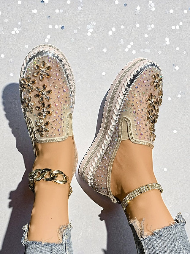 Embellished Mesh Slip-On with Women's Rhinestone Sneakers