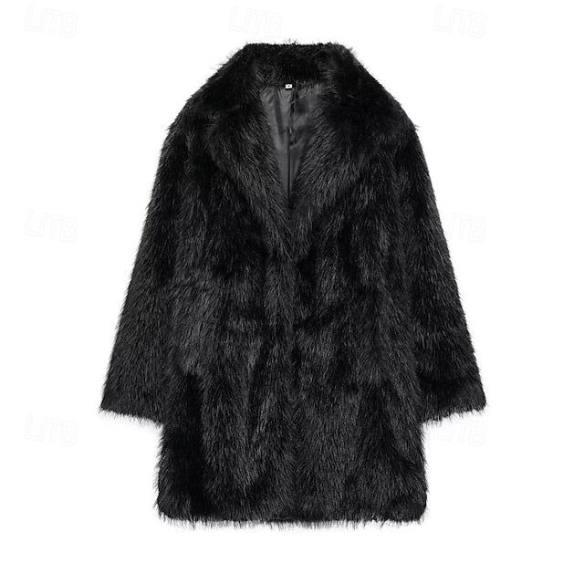 Furs Coat Faux Pocket Comfortable Fur Warm Women's