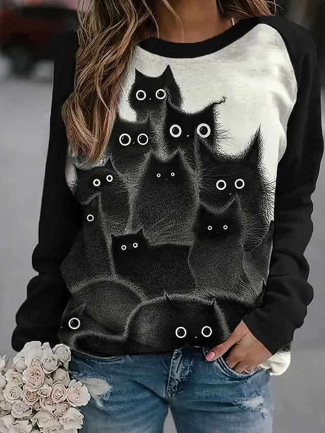 Women's T shirt Long Sleeve Graphic Animal Vintage Stylish