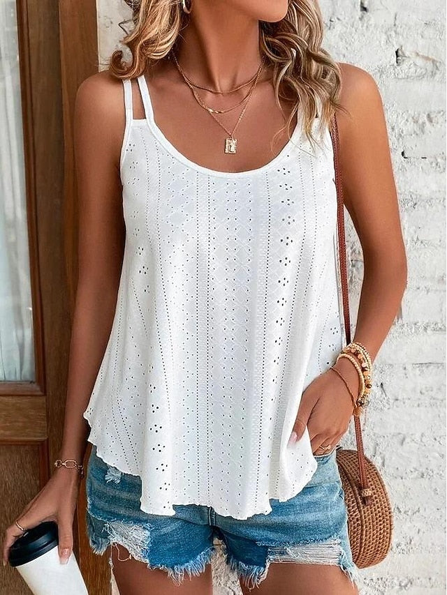 Women's Camisole Tank Top Casual Cut Out Sleeveless Regular