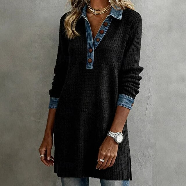 Women's Textured Pullover Sweatshirt Pullover Plain Elegant