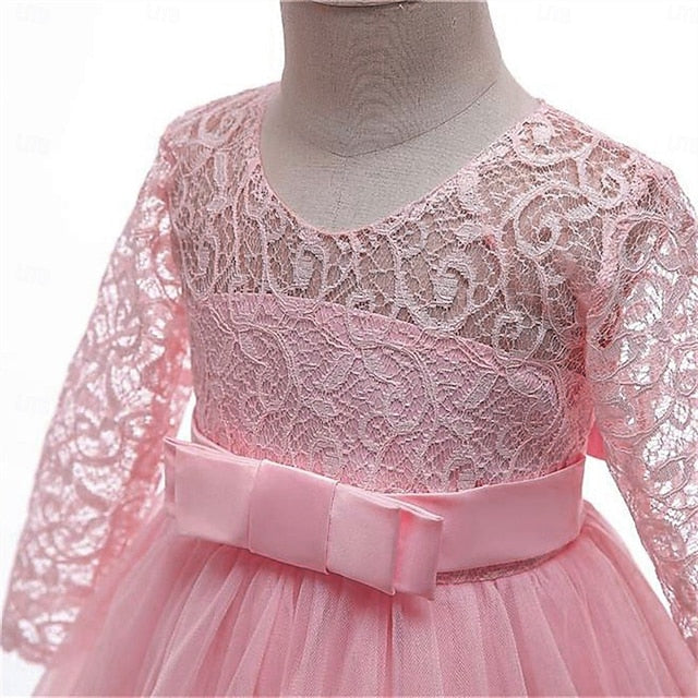 Girl Flower Dress Kids Colored Girls' Solid Wedding