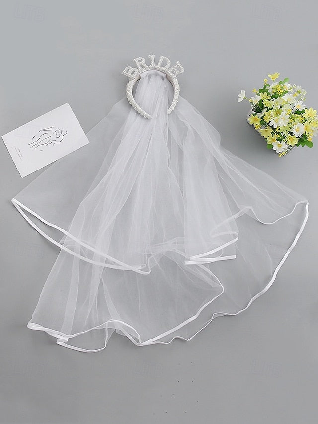 Pearl-Embellished with – Headband Veil 'BRIDE'