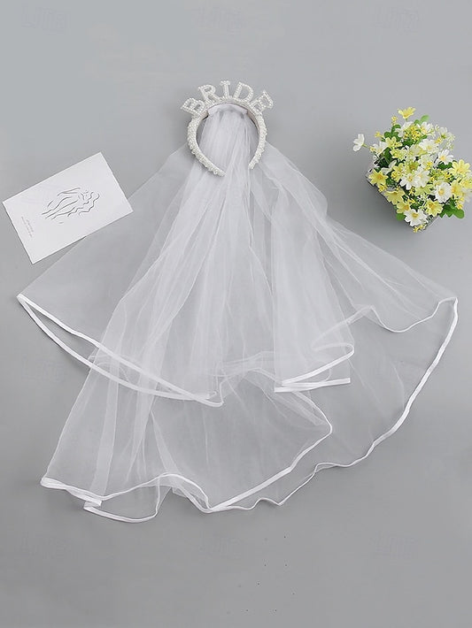 Pearl-Embellished with – Headband Veil 'BRIDE'