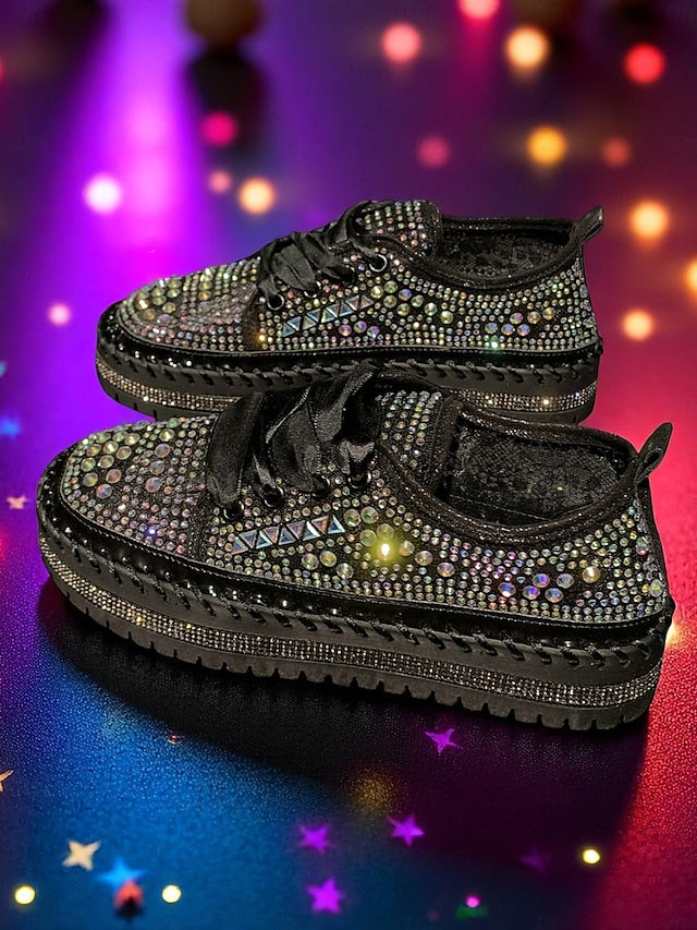 with Silver Sneakers Women's Rhinestone Sparkling Accents