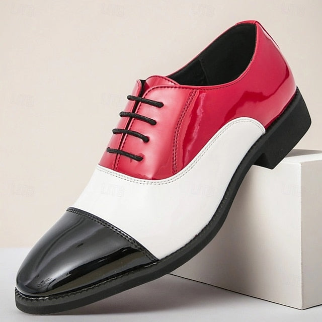 Red White Oxford Men's and Patent Shoes Leather –