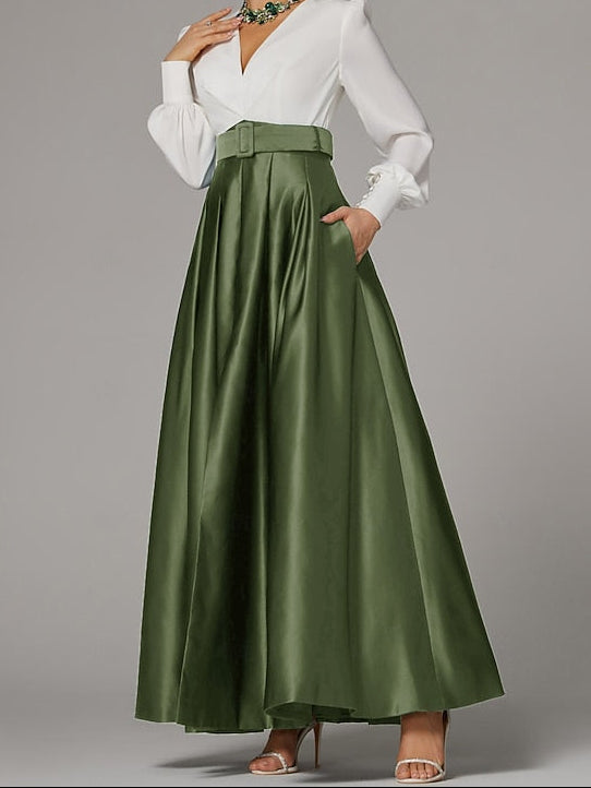 High Evening Wedding Guest Floor Formal A-Line Dress Split Gown