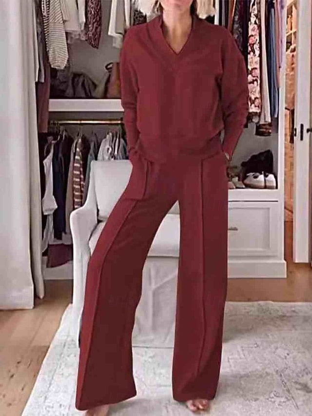 Women's Elegant Vintage Sports Shirt Long Sleeve V Neck