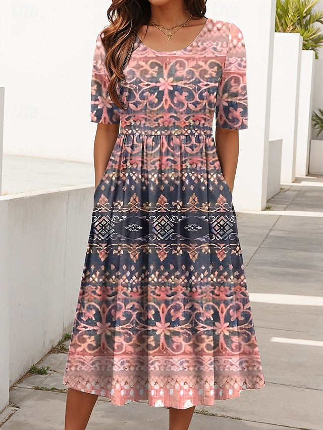 Women's Midi Dress Summer Dress Pleated Dress Vacation