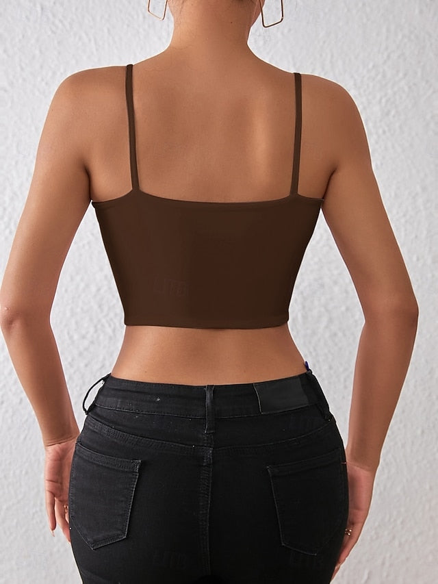 Women's Blouse Camisole Tank Top Backless Plain Sexy Casual