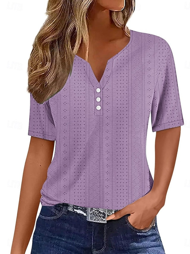 Women's T Shirt Solid Color Plain Stylish Modern Casual