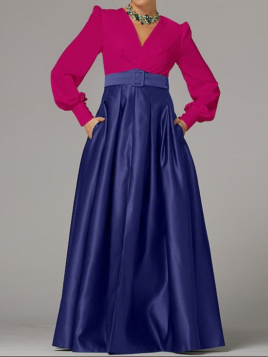 High Evening Wedding Guest Floor Formal A-Line Dress Split Gown