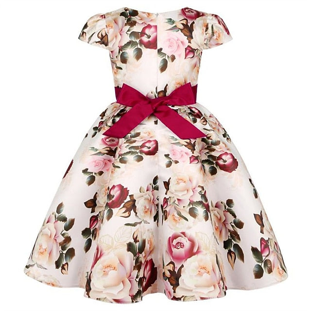Short Flower Kids Floral Party Sleeve Dress Girls'