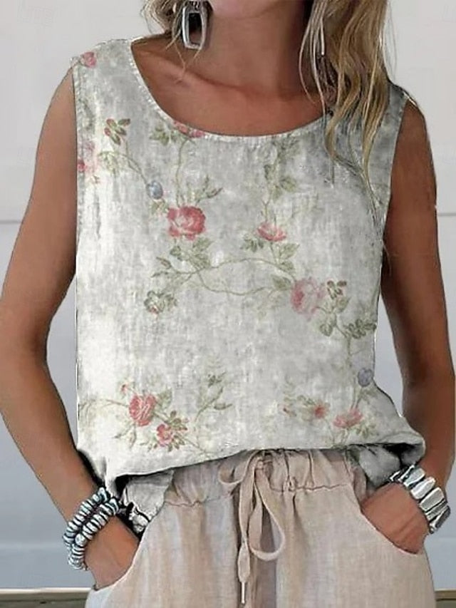 Women's Tank Top Print Floral Stylish Modern Sleeveless