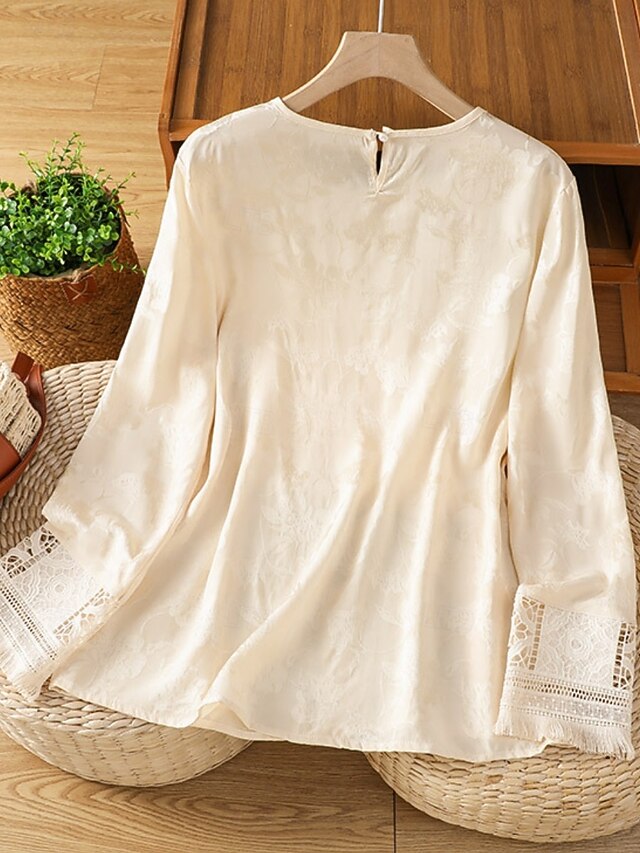 Women's Shirt Blouse Eyelet top Hollow Out Plain Stylish