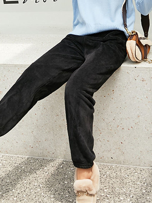 Women's Loungewear Pants Pure Color Warm Fashion Simple