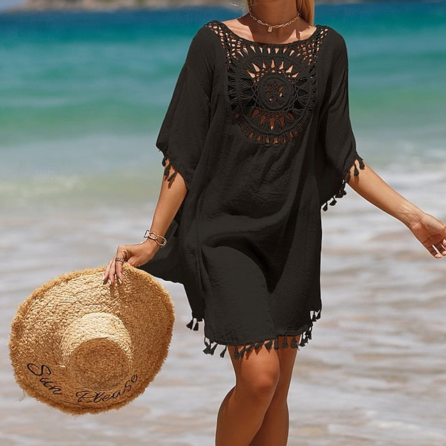 Women's Swimwear Cover Up Swim Dress Swimsuit Crochet