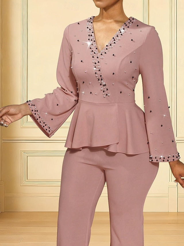 Dress V Length of Bride Jumpsuits Elegant the Ankle Mother Neck