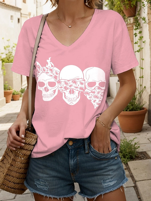 Women's T Shirt Skulls Graphic Cat Vintage Stylish Classic