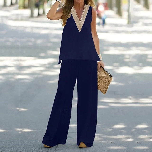 Women's Vest Camis Bolero Top Wide Leg Pants Pants Trousers