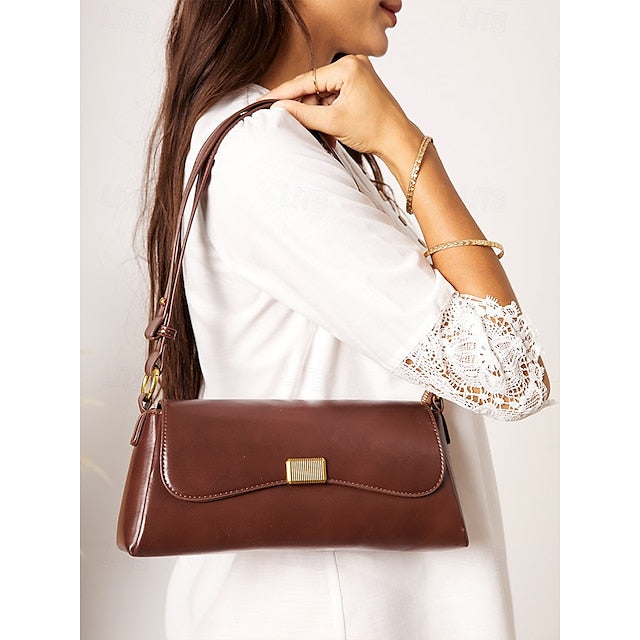 Shopping Damen Täglich Baguette PU Tote Büro Ledertasche