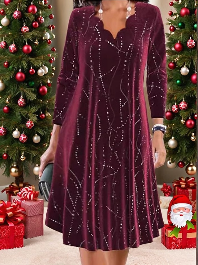 Women's Velvet Mini Dress A Line Dress Elegant Party